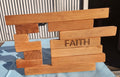Wooden block cross with 'FAITH' engraved 